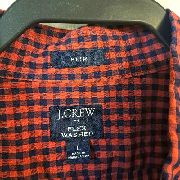J. Crew Men's Red & Blue Check Button Down Shirt - Picture 7 of 8